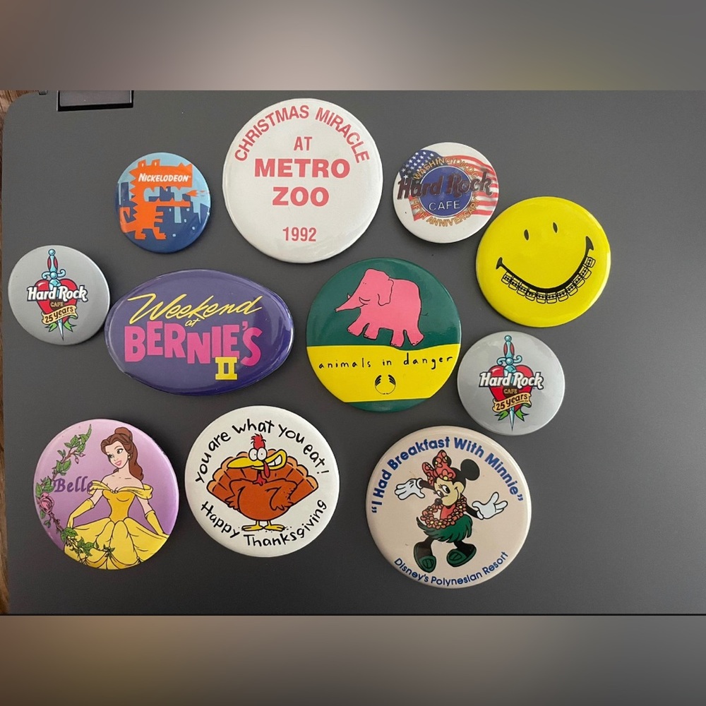 Assorted pins from the 90s
